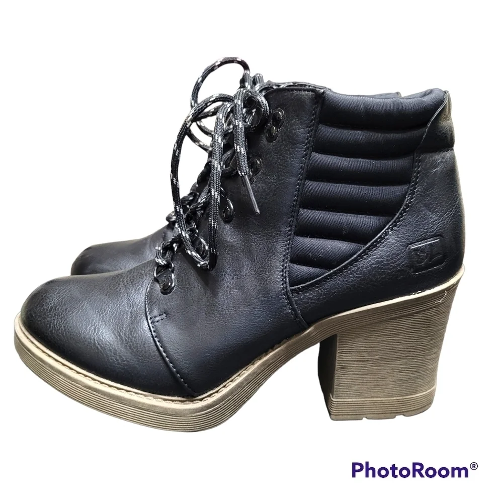 Dirty Laundry Black Rockstar Maverick Lace Up Chunky Block Heel‎ Ankle Boots 8.5